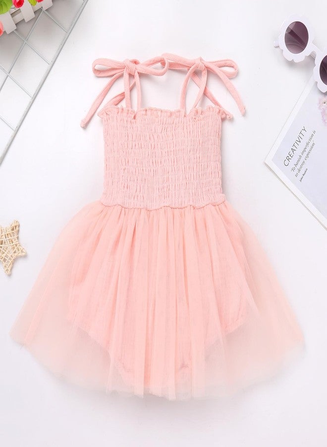 ODOLDI Baby Girls 1st Birthday Outfit Spaghetti Straps Romper Tutu Dress Headband One Year Old Party Cake Smash Photoshoot Outfits Light Pink 12-18 Months - Image 3